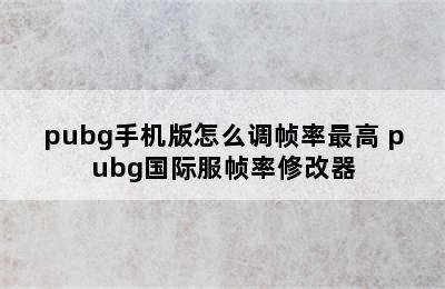 pubg手机版怎么调帧率最高 pubg国际服帧率修改器